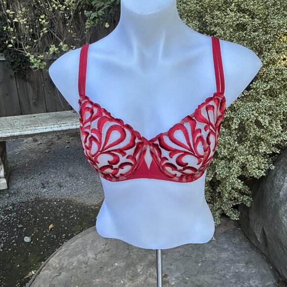 Simone Perele Red Look Demi Cup Unlined Balconette Bra 34E - Picture 4 of 9